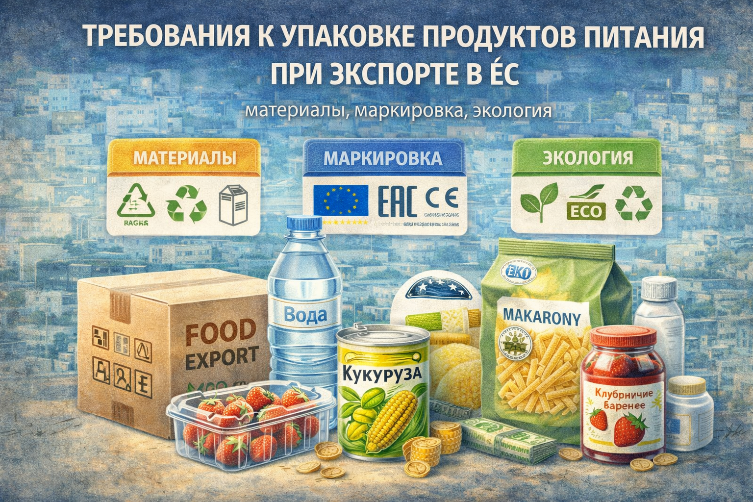Требования к упаковке продуктов питания при экспорте в ЕС: материалы, маркировка, экология