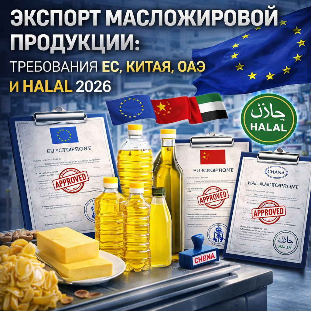 Экспорт масложировой продукции: требования ЕС, Китая, ОАЭ и Halal 2026