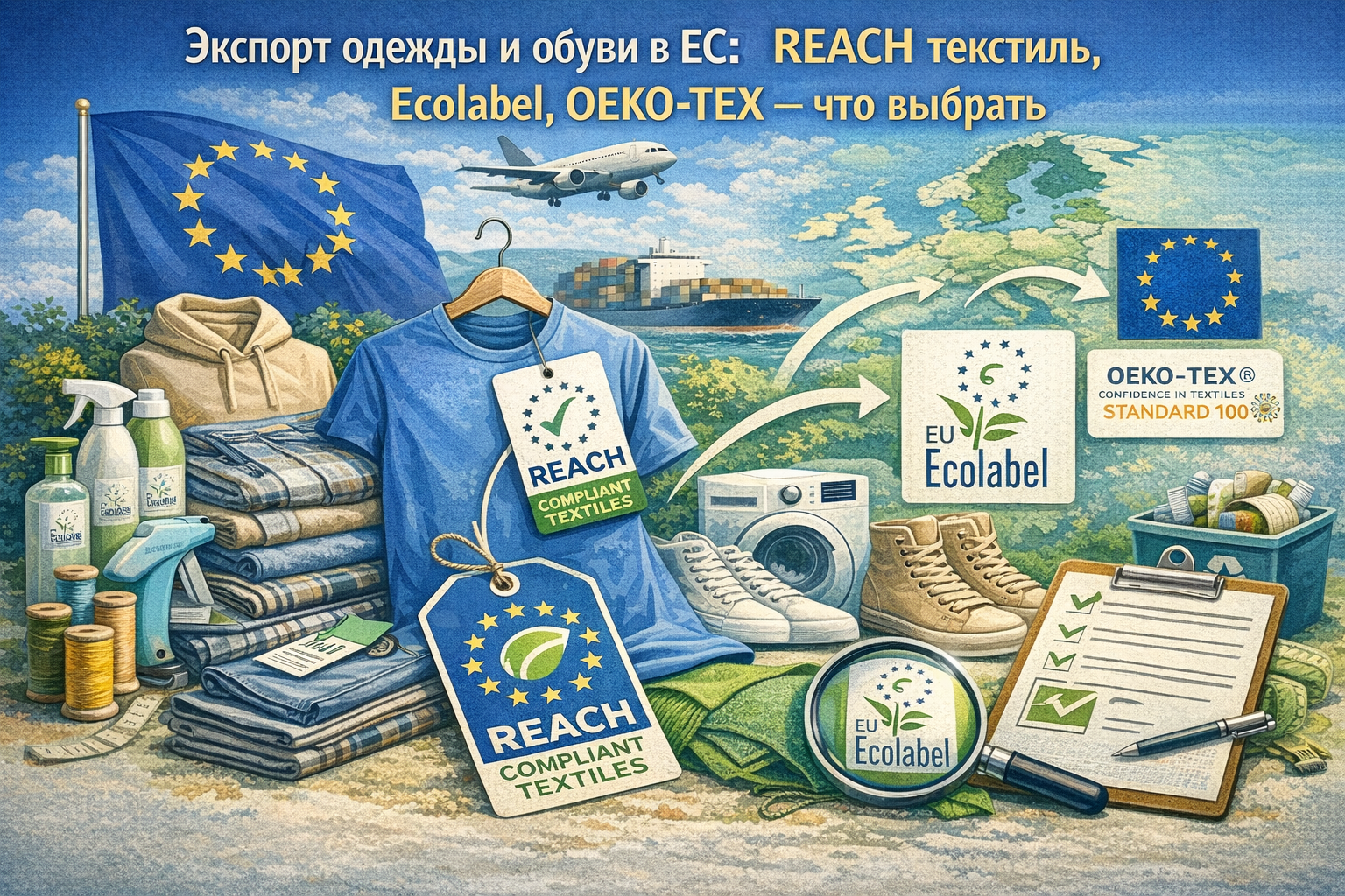 Экспорт одежды и обуви в ЕС: REACH, EU Ecolabel, OEKO-TEX — что выбрать