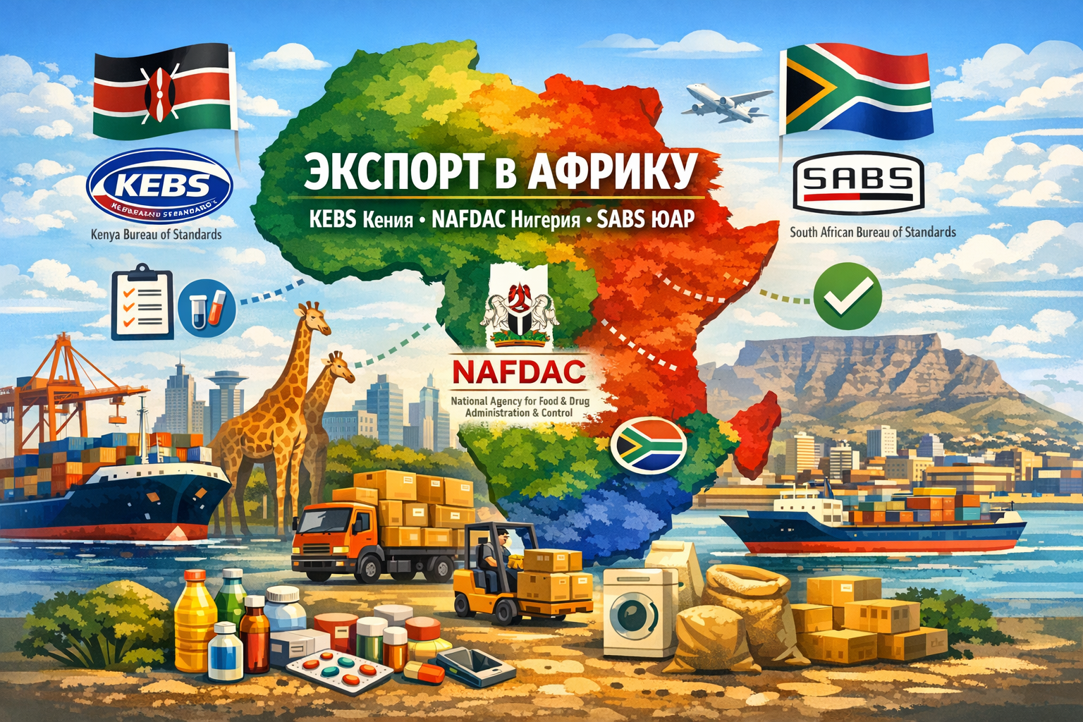 Экспорт в Африку: KEBS Кения, NAFDAC Нигерия, SABS ЮАР — обзор рынков