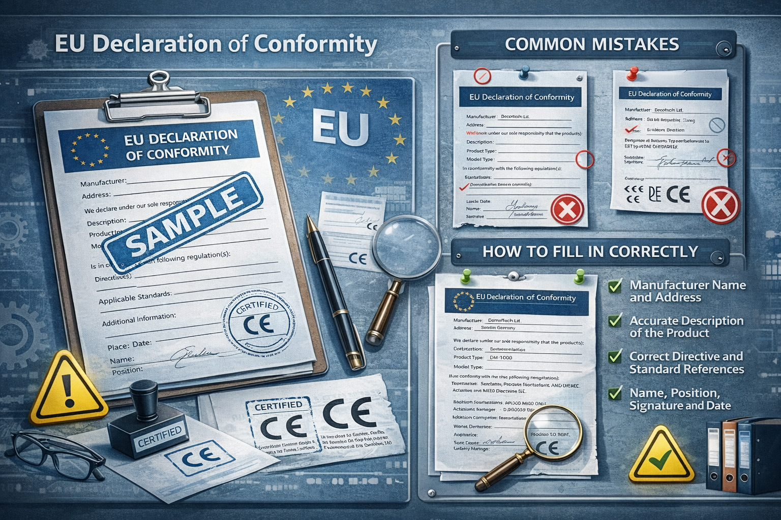 EU Declaration of Conformity — образец, обязательные реквизиты и типичные ошибки