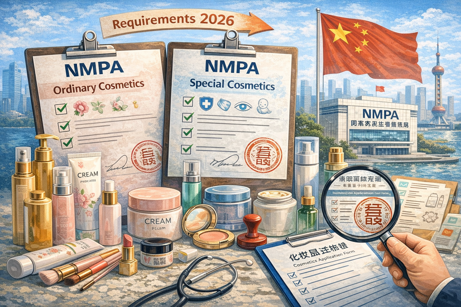 Регистрация косметики в Китае через NMPA: обычная и специальная — требования 2026