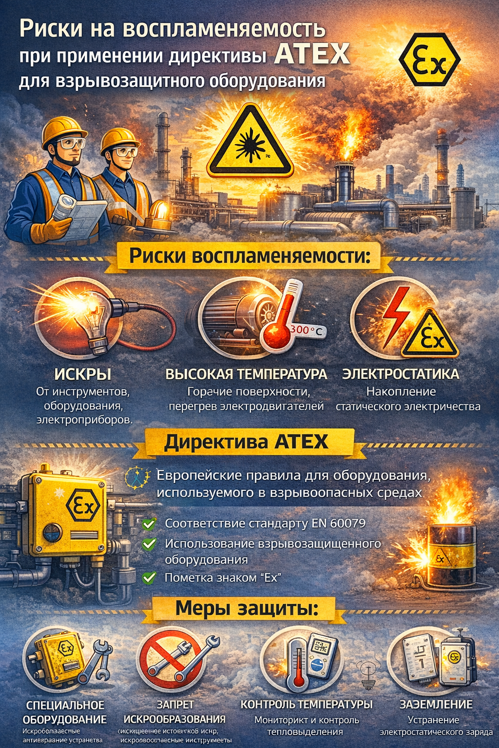 Риски на воспламеняемость при применении директивы ATEX для взрывозащитного оборудования