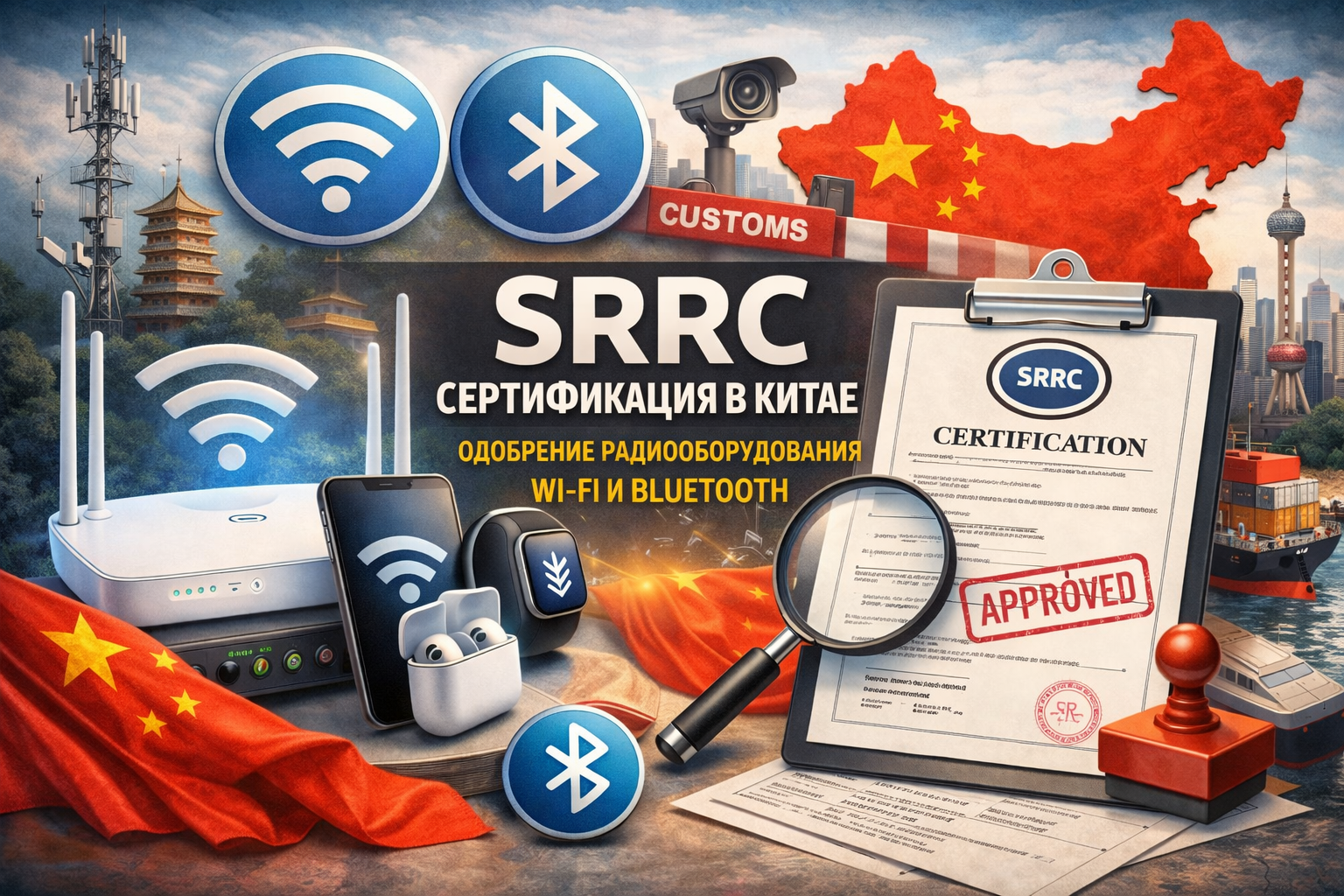 SRRC сертификация в Китае: одобрение радиооборудования Wi-Fi и Bluetooth