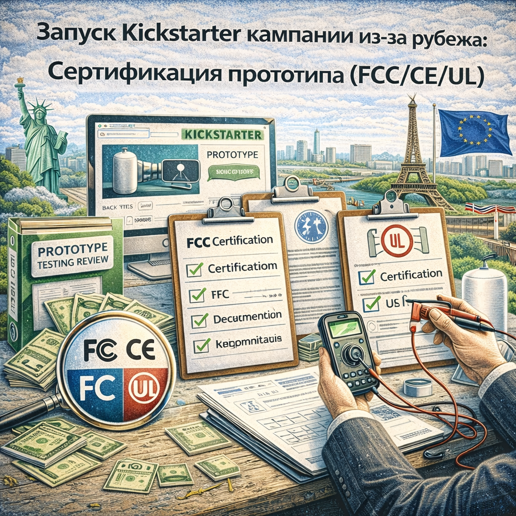 Запуск Kickstarter кампании из-за рубежа: Сертификация прототипа (FCC/CE/UL)