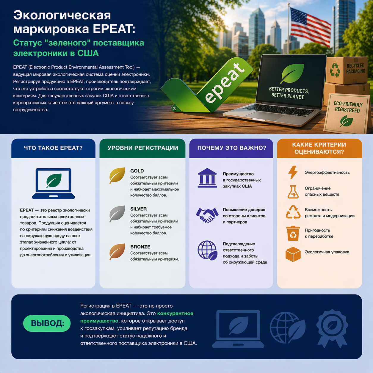 Экологическая маркировка EPEAT: Статус "зеленого" поставщика электроники в США