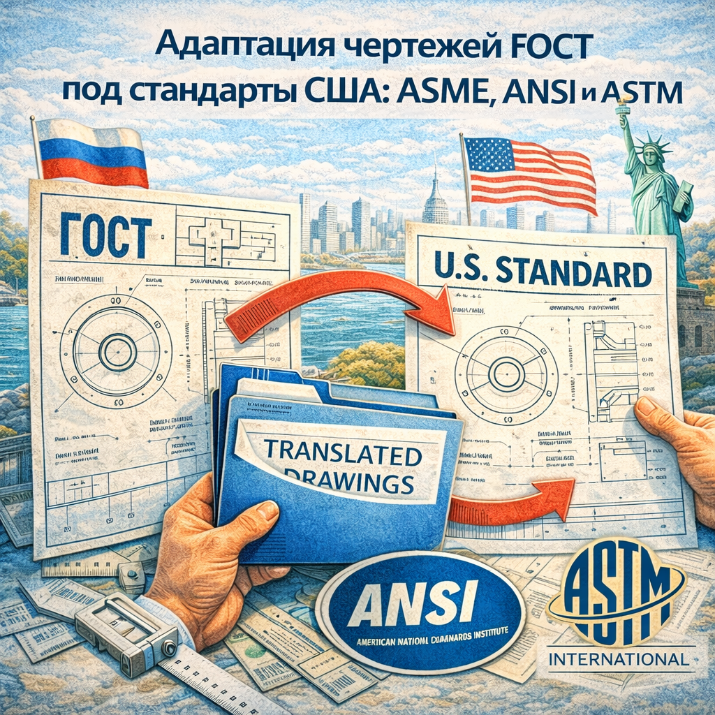 Адаптация чертежей ГОСТ под стандарты США: ASME, ANSI и ASTM