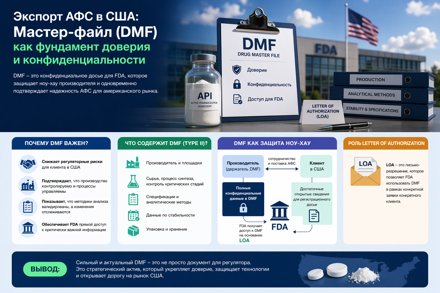 Экспорт АФС в США: Мастер-файл (DMF) как фундамент доверия и конфиденциальности
