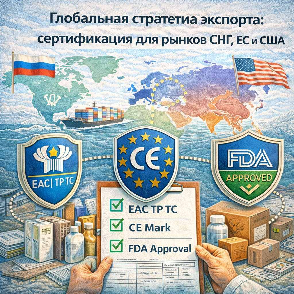 Глобальная стратегия экспорта: сертификация для рынков СНГ, ЕС и США