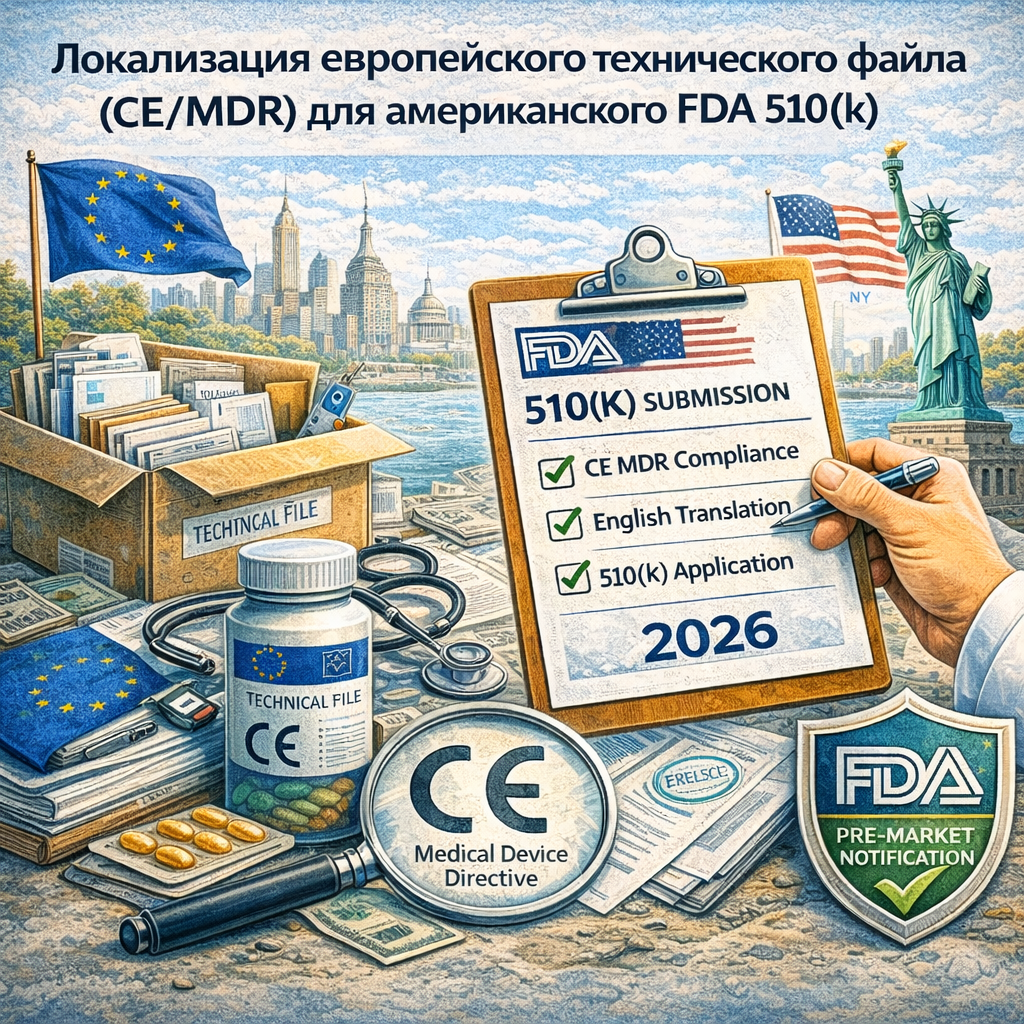 Локализация европейского технического файла (CE/MDR) для американского FDA 510(k)