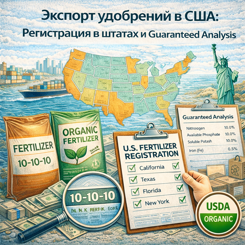 Экспорт удобрений в США: Регистрация в штатах и Guaranteed Analysis