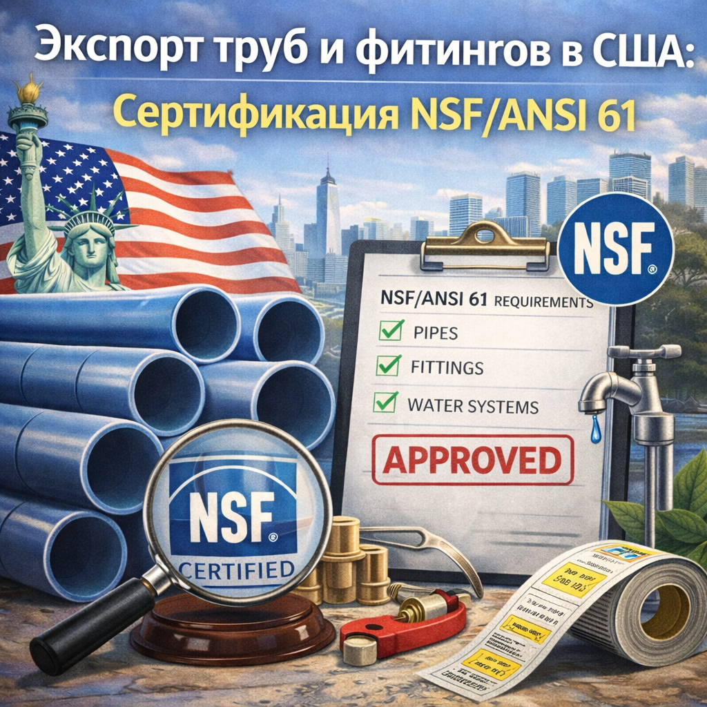 Экспорт труб и фитингов в США: Сертификация NSF/ANSI 61