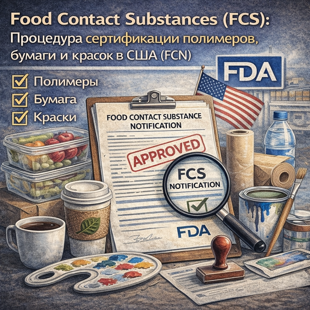 Food Contact Substances (FCS): Процедура сертификации полимеров, бумаги и красок в США (FCN)