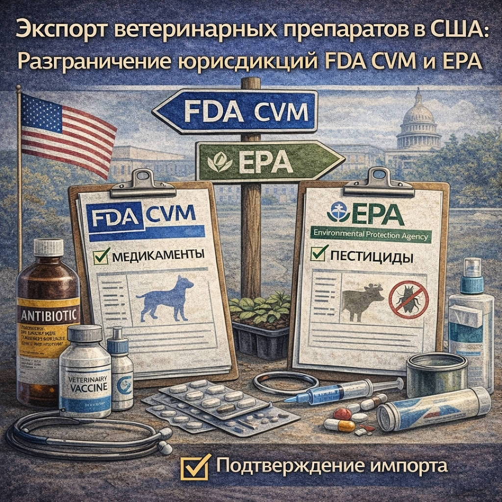 Экспорт ветеринарных препаратов в США: Разграничение юрисдикций FDA CVM и EPA