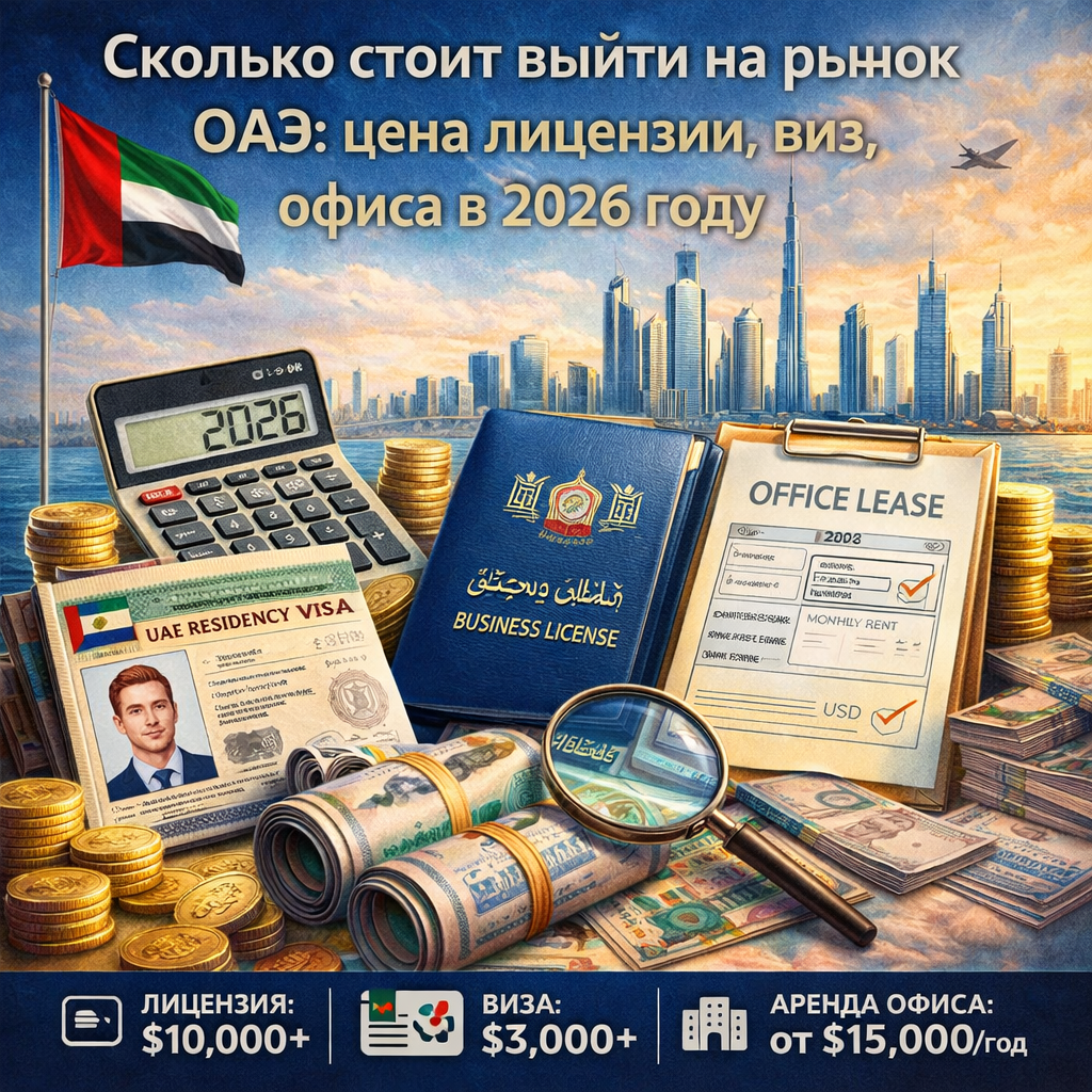 Сколько стоит выйти на рынок ОАЭ: цена лицензии, виз, офиса в 2026 году