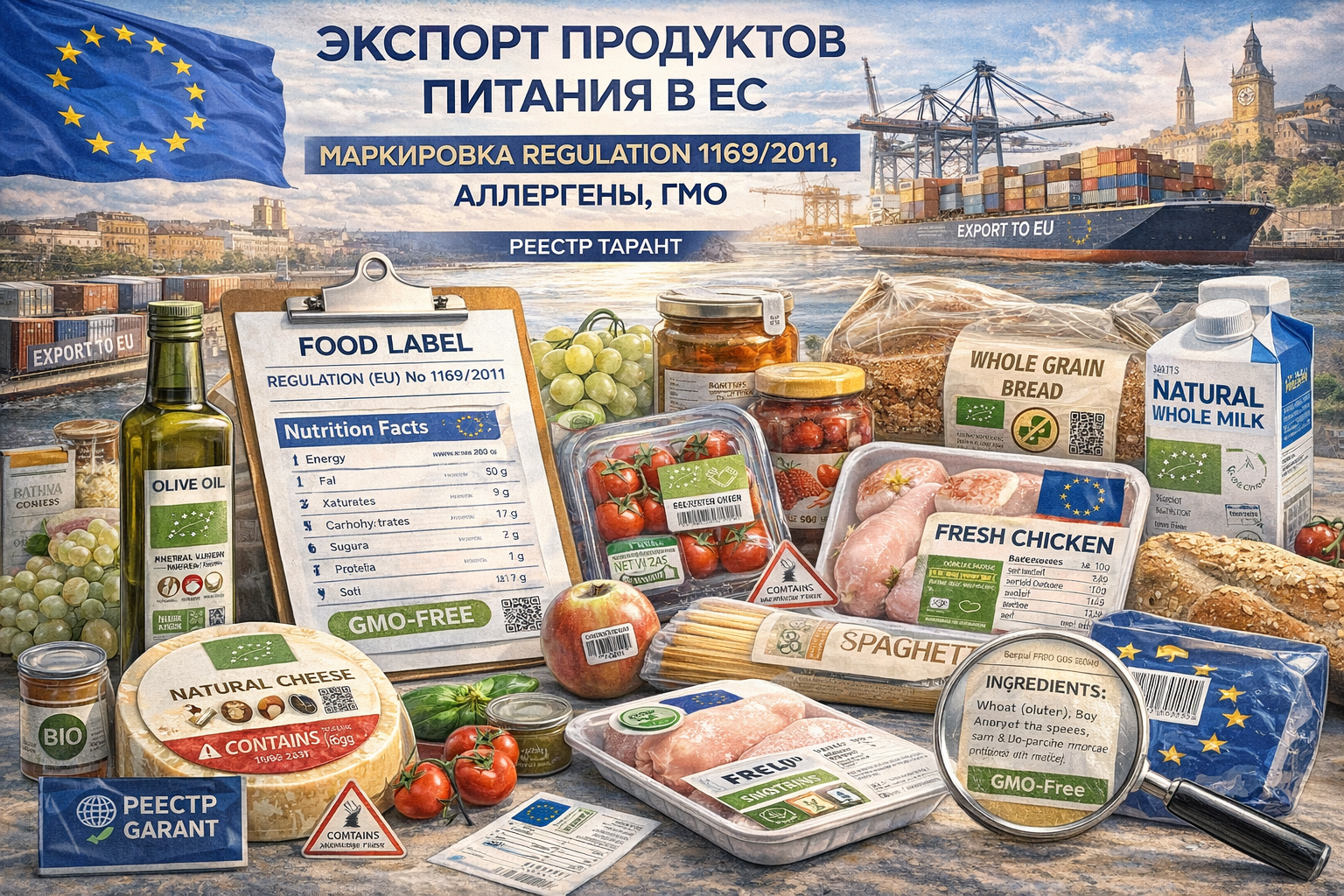 Экспорт продуктов питания в ЕС: маркировка Regulation 1169/2011, аллергены, ГМО | Реестр Гарант