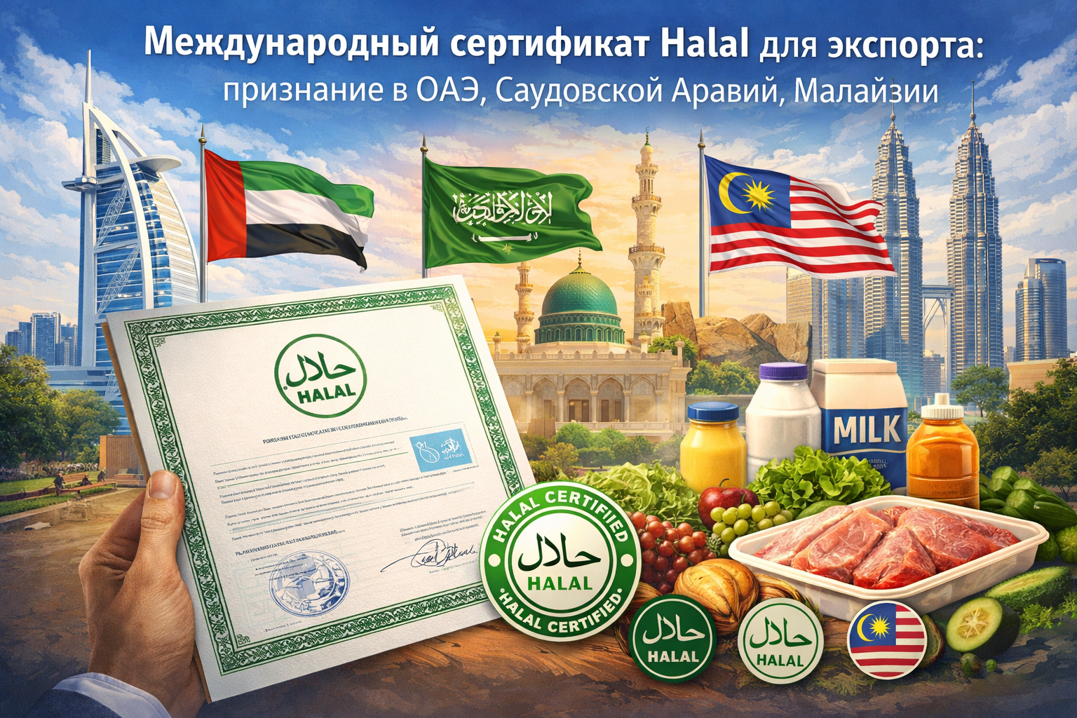 Международный сертификат Halal для экспорта: признание в ОАЭ, Саудовской Аравии, Малайзии