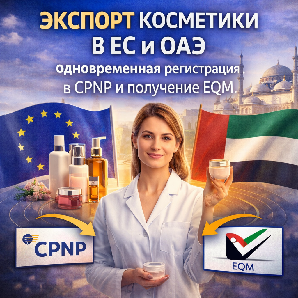 Экспорт косметики в ЕС и ОАЭ: одновременная регистрация в CPNP и получение EQM