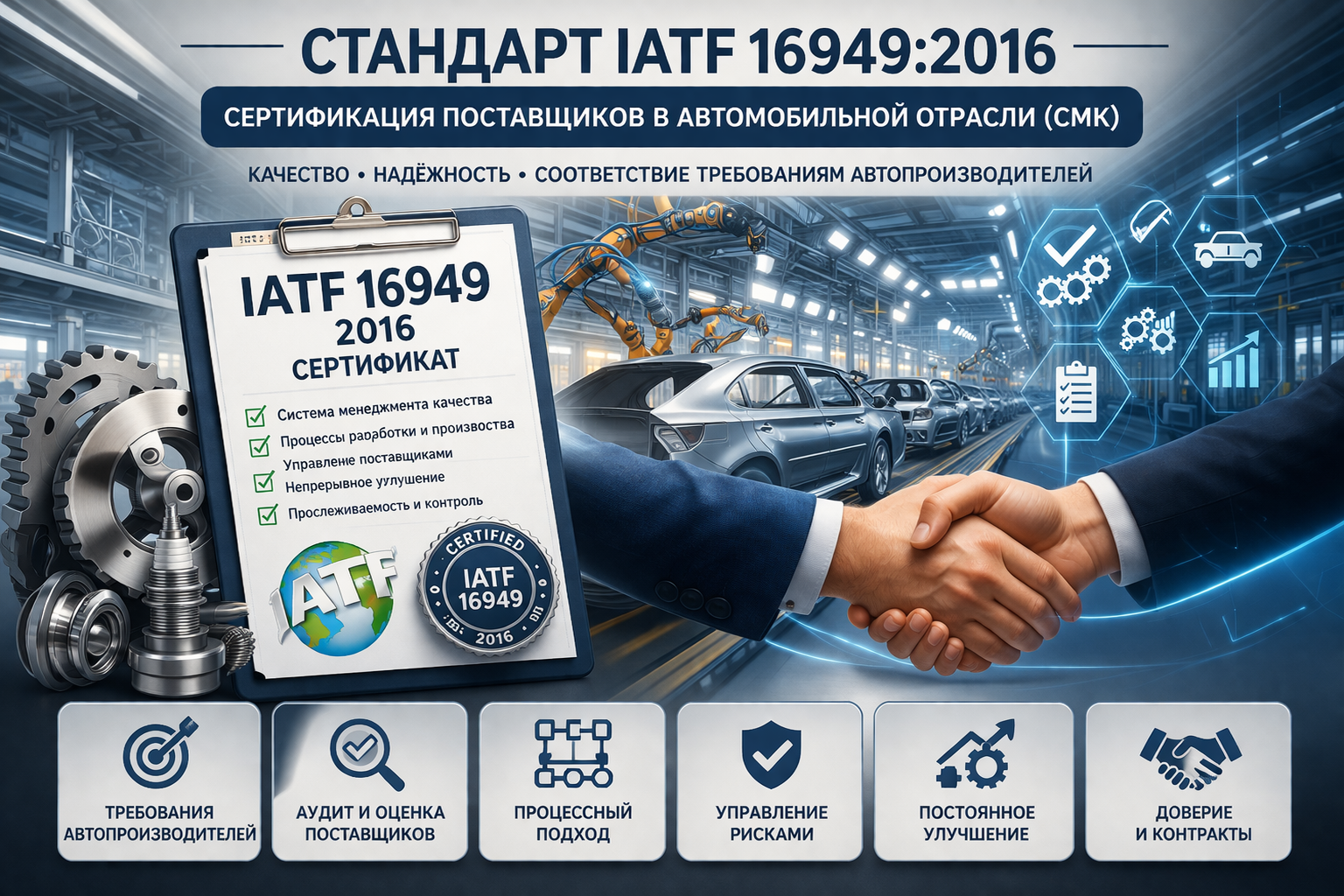 Стандарт IATF 16949:2016: сертификация поставщиков в автомобильной отрасли (СМК)