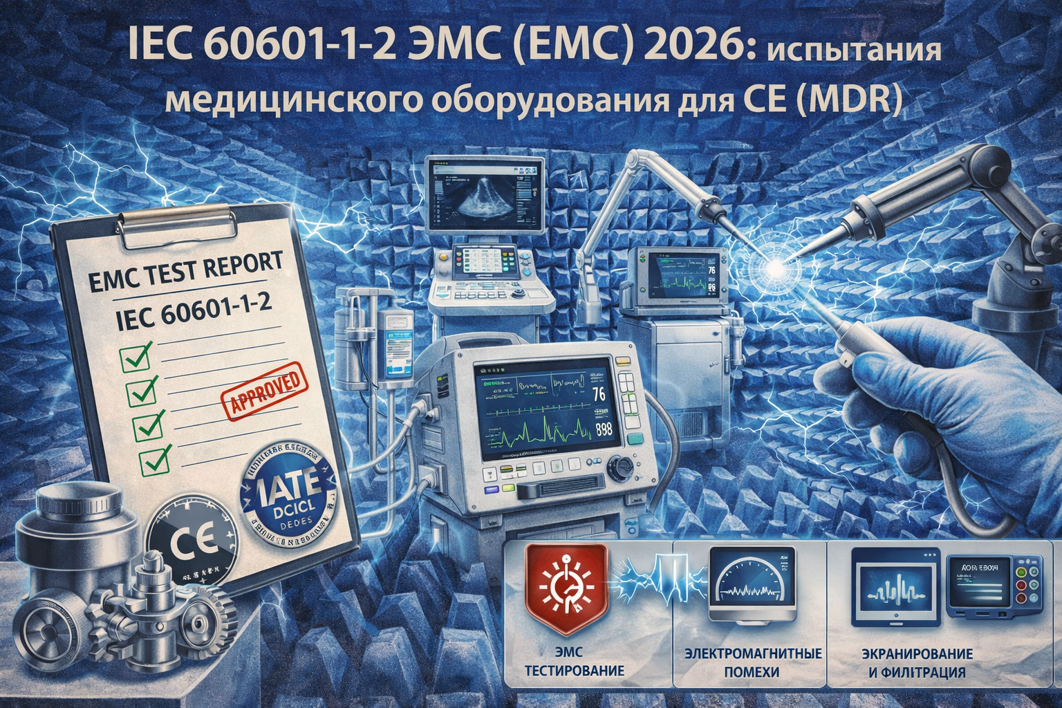 IEC 60601-1-2 ЭМС (EMC) 2026: испытания медицинского оборудования для CE (MDR)