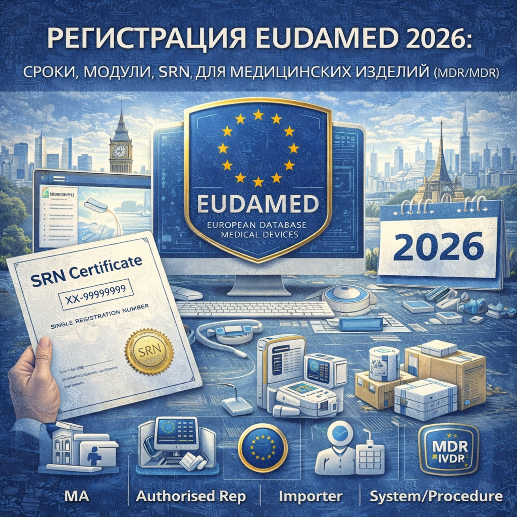 Регистрация EUDAMED 2026: сроки, модули, SRN для медицинских изделий (MDR/IVDR)