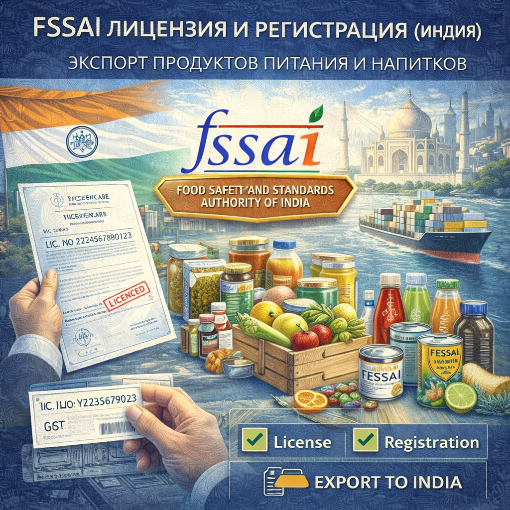 FSSAI лицензия и регистрация (Индия) 2026: экспорт продуктов питания и напитков