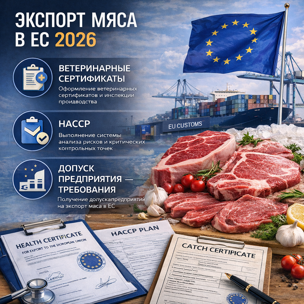 Экспорт мяса в ЕС 2026: ветеринарные сертификаты, HACCP, допуск предприятия — требования