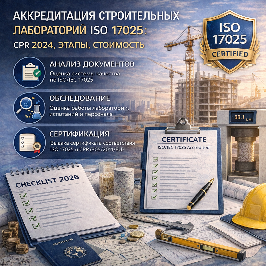 Аккредитация строительных лабораторий ISO 17025: CPR 2024, этапы, стоимость