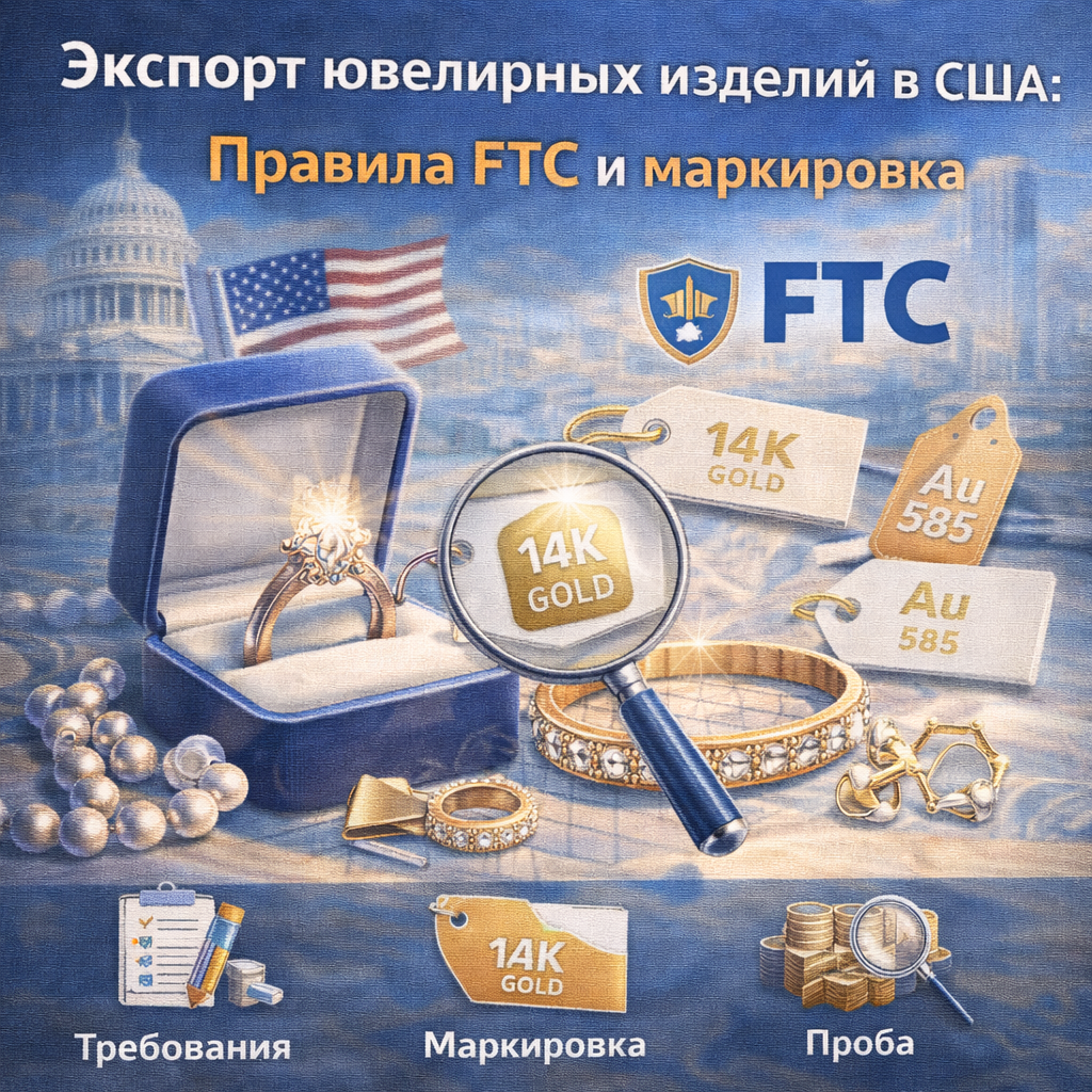 Экспорт ювелирных изделий в США: Правила FTC и маркировка