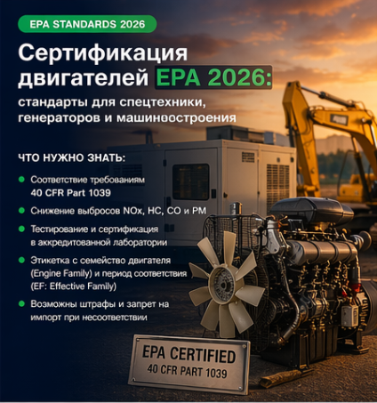 Сертификация двигателей EPA 2026: стандарты для спецтехники, генераторов и машиностроения
