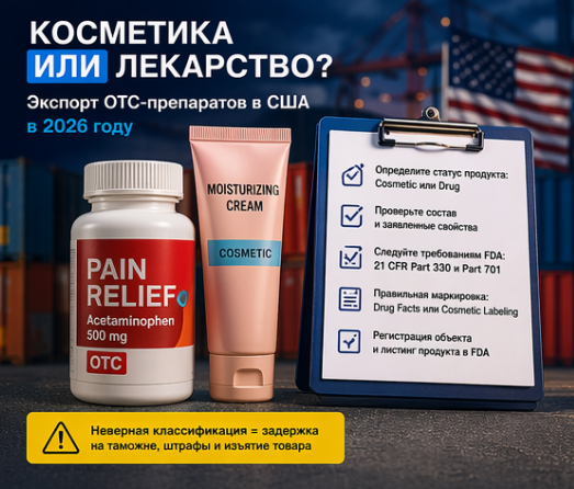 Косметика или лекарство? Экспорт OTC-препаратов в США в 2026 году