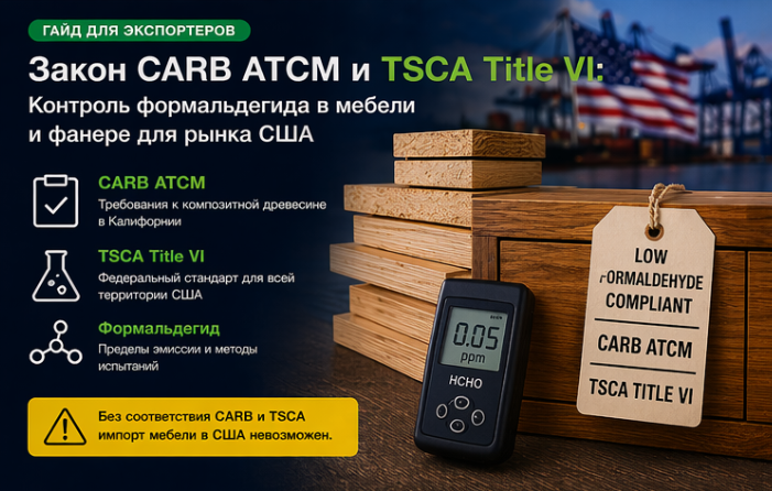Закон CARB ATCM и TSCA Title VI: Контроль формальдегида в мебели и фанере для рынка США
