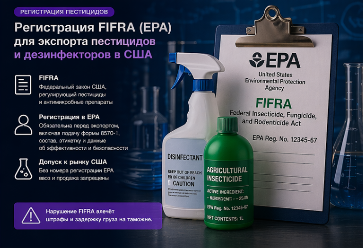 Регистрация FIFRA (EPA) для экспорта пестицидов и дезинфекторов в США