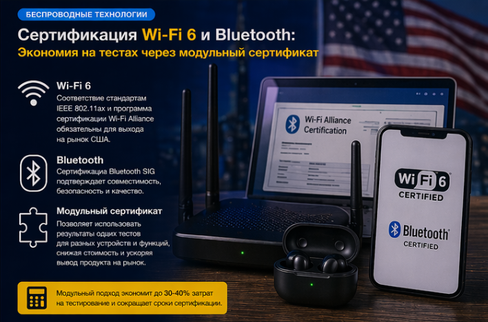 Сертификация Wi-Fi 6 и Bluetooth: Экономия на тестах через модульный сертификат