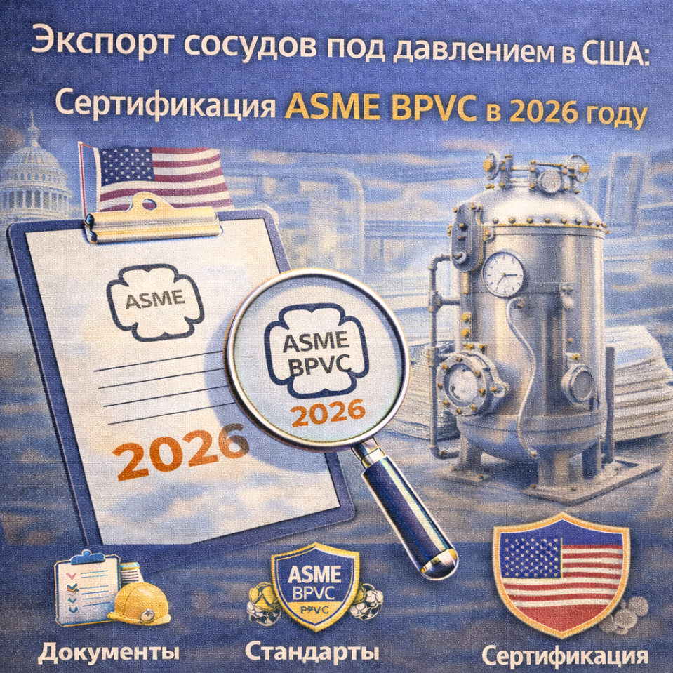 Экспорт сосудов под давлением в США: Сертификация ASME BPVC в 2026 году