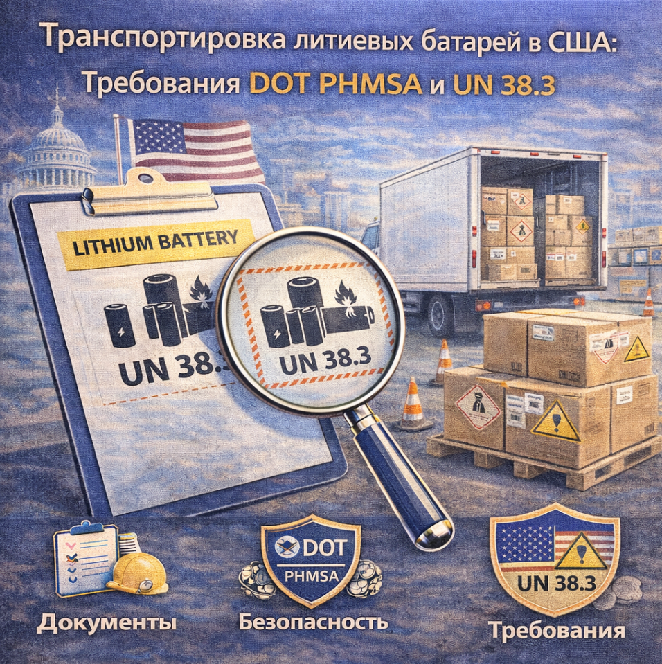 Транспортировка литиевых батарей в США: Требования DOT PHMSA и UN 38.3