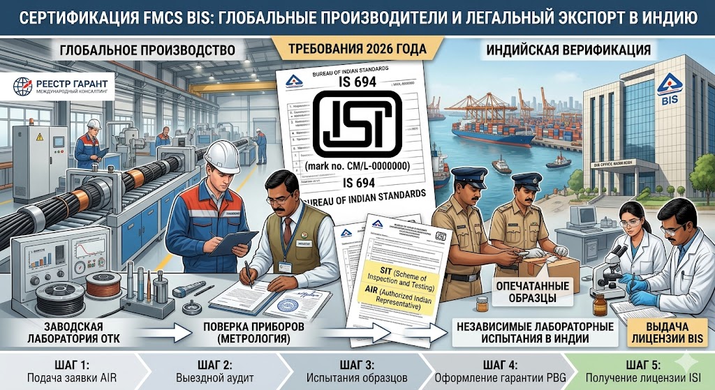 Сертификация FMCS BIS: схема легализации иностранных производителей в Индии