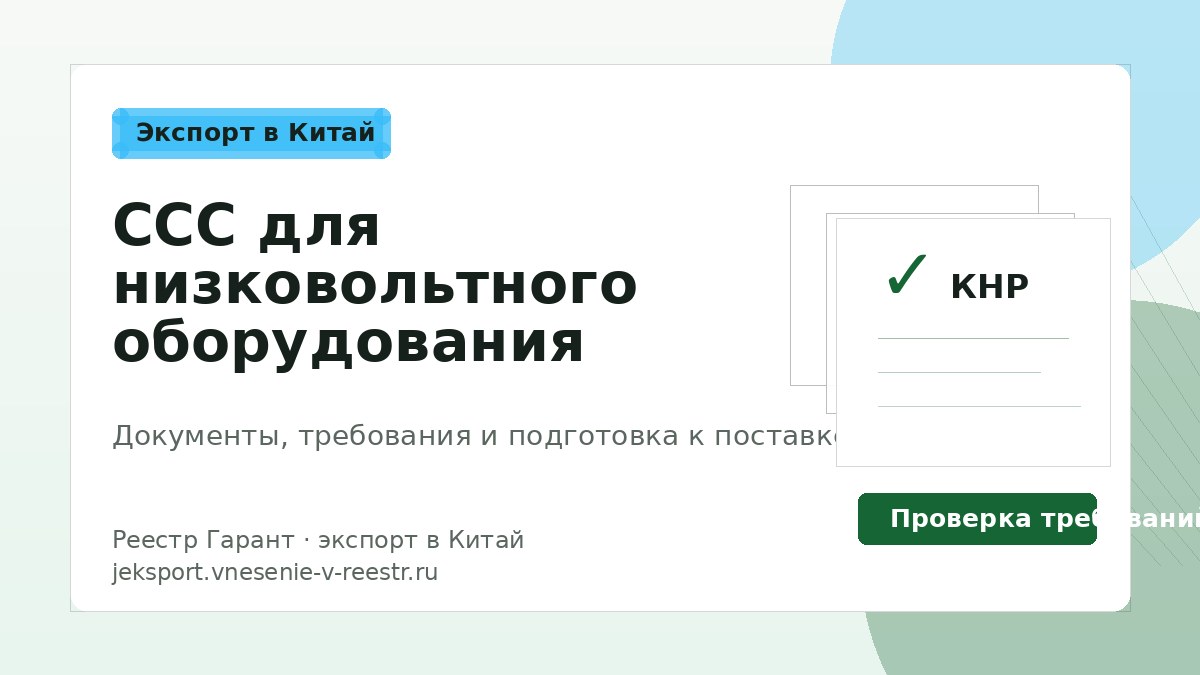 CCC для низковольтного оборудования