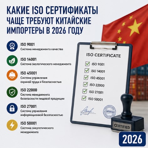 Какие ISO сертификаты чаще требуют китайские импортеры в 2026 году
