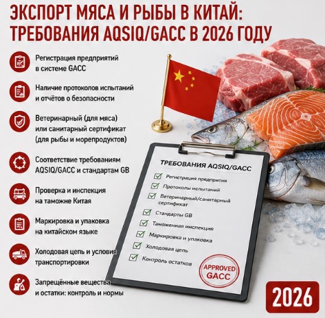 Экспорт мяса и рыбы в Китай: требования AQSIQ/GACC в 2026 году