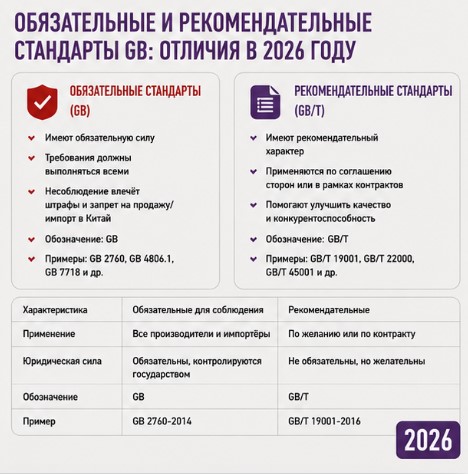 Обязательные и рекомендательные стандарты GB: отличия в 2026 году
