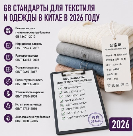 GB стандарты для текстиля и одежды в Китае в 2026 году